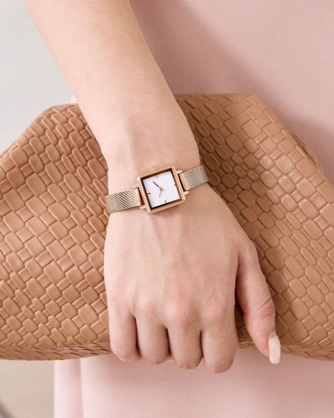 Golden Cube Mother of Pearl Watch