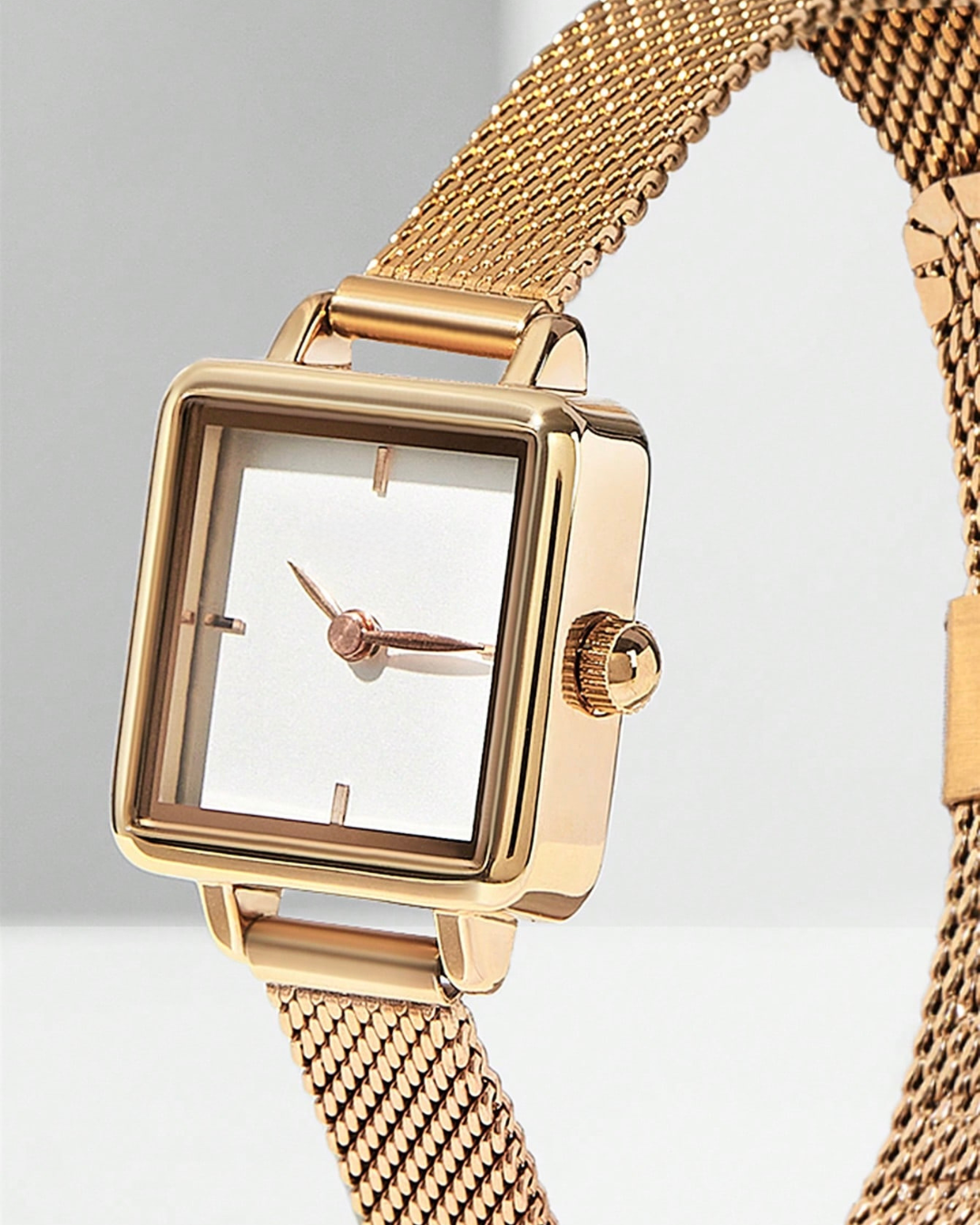 Golden Cube Mother of Pearl Watch